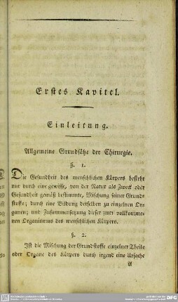 Erstes Kapitel. Einleitung. Allgemeine Grundsätze der Chirurgie