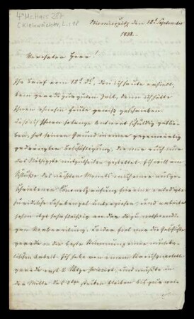 Brief von Louis Kleinwächter an Louis Spohr