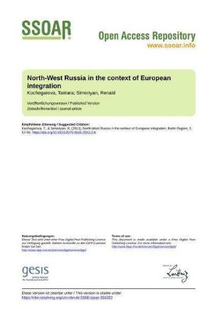 North-West Russia in the context of European integration