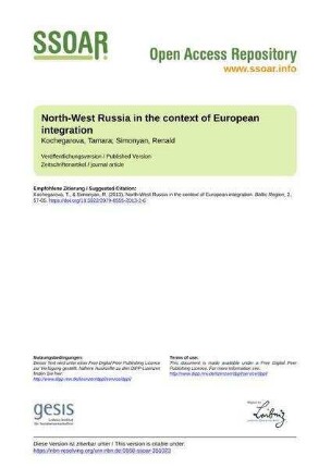 North-West Russia in the context of European integration