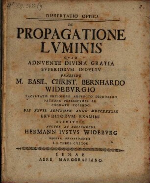 Diss. optica de propagatione luminis