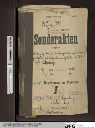 Überweisung der für den Kriegsbedarf erforderlichen Grundstücke und vorhandenen Gebäude im Stadtkreise Lichtenberg