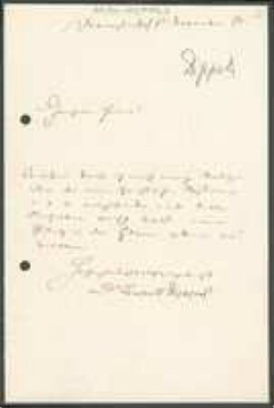 Brief von Leopold Dippel an Unbekannt