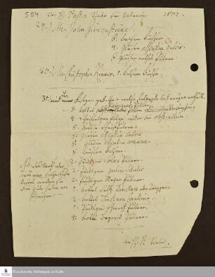 Medikamenten- und Bücherbestellungen verschiedener Einwohner Ebenezers an Johann Ernst Bergmann bzw. Nebe.