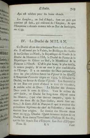 IV. Le Duché de Milan.