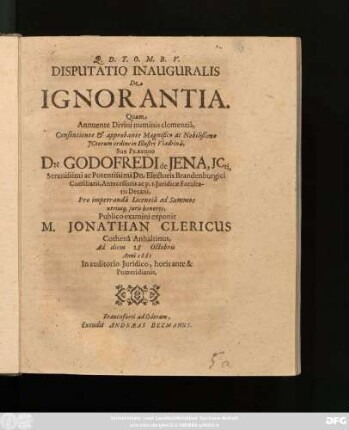 Disputatio Inauguralis De Ignorantia