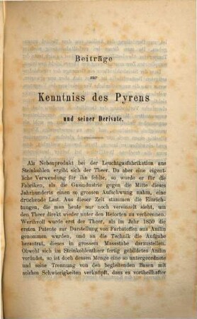 Beitraege zur Kenntniss des Pyrens und seiner Derivate : Inaug.- Diss.