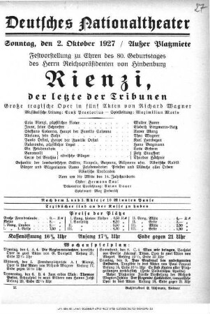 Rienzi, der Letzte der Tribunen