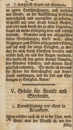 V. Gebäte für Kranke und Sterbende