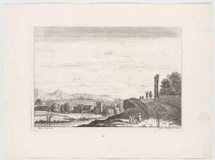 Landschaft mit Wanderern, aus einer Folge von Landschaften nach Marco Ricci, Bl. 17