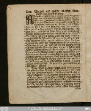 Dem Warheit und Friede liebenden Gottseligen Leser alles Gute zuvor!