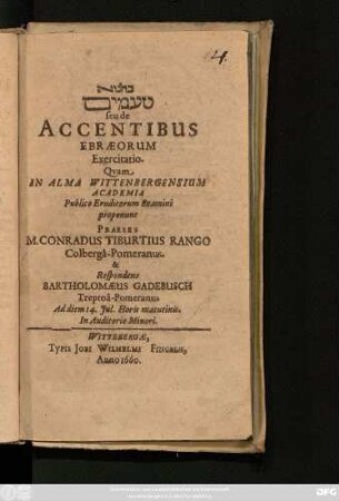[...] seu de Accentibus Ebraeorum Exercitatio