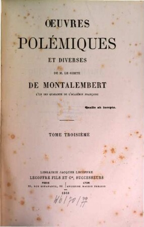 Oeuvres de M. le Comte de Montalembert. 9