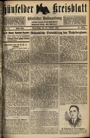 Erste Ausgabe vom Donnerstag, den 25. Oktober 1928.
