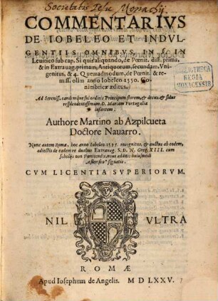 Commentarius de jobeleo et indulgentiis omnibus