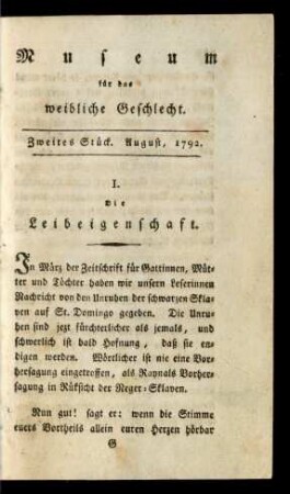 Zweites Stück. August, 1792