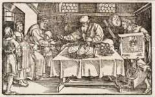 Mildtätigkeit gegenüber Bettlern (Illustration aus Cicero/Officia/LVI)