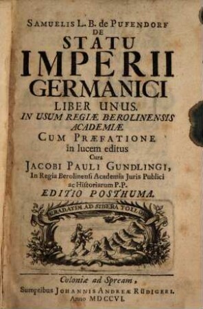 De statu Imperii Germanici ad Laelium fratrem : liber unus
