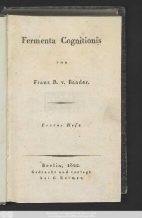 H. 1: Fermenta Cognitionis