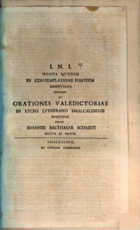 Monita quaedam in contemplatione fontium observanda exponit : [programma]