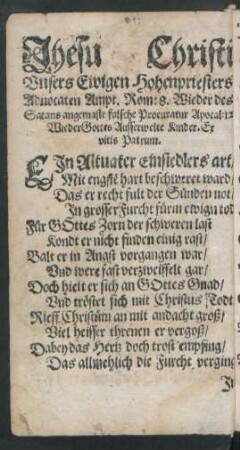 Jhesu Christi Unsers Ewigen Hohenpriesters Advocaten Ampt ...