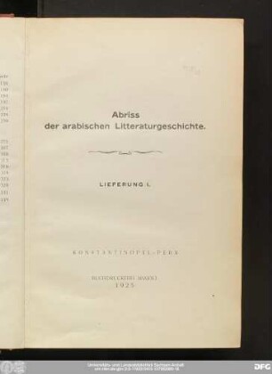 Abriss der arabischen Litteraturgeschichte.