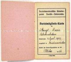 Mitgliedsausweis der Sozialdemokratischen Arbeiterpartei Deutsch-Österreichs