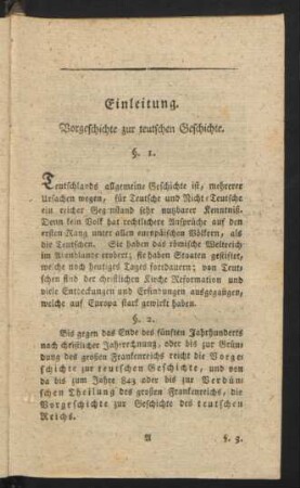 Einleitung. Vorgeschichte zur teutschen Geschichte