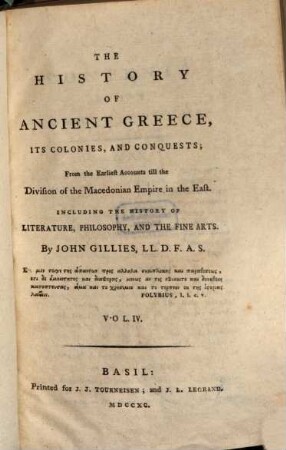 The History Of Ancient Greece, Its Colonies, And Conquests; From the Earliest Accounts till the Division of the Macedonian Empire in the East : Including The History Of Literature, Philosophy, And The Fine Arts, 4