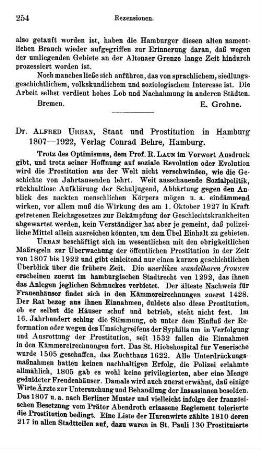Urban, Alfred :: Staat und Prostitution in Hamburg 1807-1922 : Hamburg, Behre, 1927