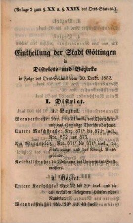 Orts-Statut für die Stadt Göttingen