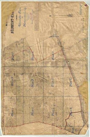 Topografische Karte - Übersichtsplan der Blatteinteilung 1-12 (Ergänzung der Wasserleitungen)