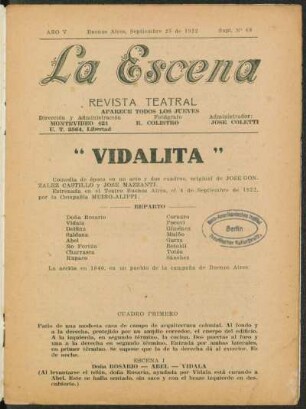 Vidalita : comedia de época en un acto y dos cuadros