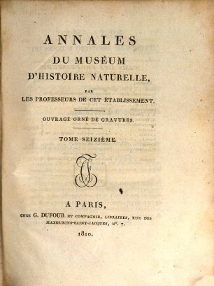 Annales du Muséum d'Histoire Naturelle. 16, 16. 1810