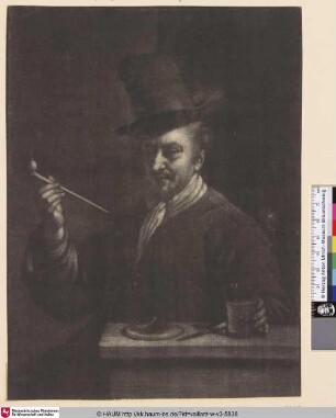 [Ein Pfeife rauchender Mann an einem Tisch; A Man at a Table Smoking a Pipe]