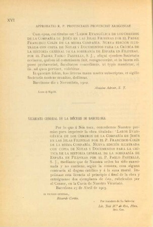 Approbatio R. P. Provincialis Provinciae Aragoniae
