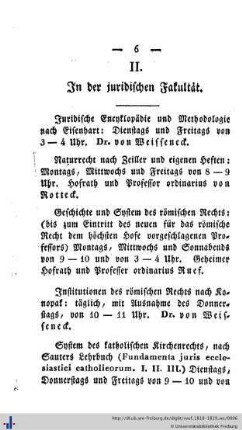 II. In der juridischen Fakultät.