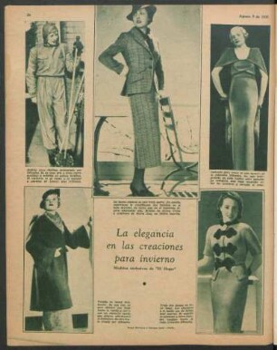 La elegancia en las creaciones para invierno : Modelos exclusivos de "El Hogar"