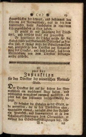 IV. aus der Instruktion für den Direktor der wienerischen Normalschule.