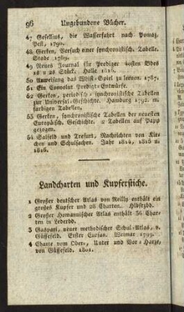 Landcharten und Kupferstiche