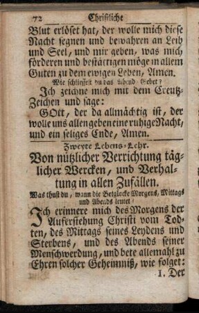 Zweyte Lebens-Lehr. Von nützlicher Verrichtung täglicher Wercken, und Verhaltung in allen Zufällen.