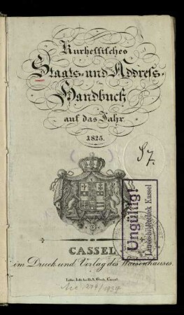 1825: Kurhessisches Staats- und Address-Handbuch
