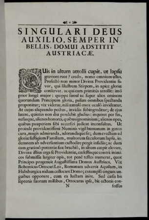 Singulari Deus Auxilio, Semper In Bellis, Domui Adstitit Austriacæ.