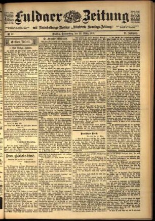 Erste Ausgabe vom Donnerstag, den 22. März 1900.