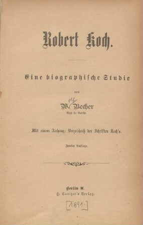 Robert Koch : eine biographische Studie