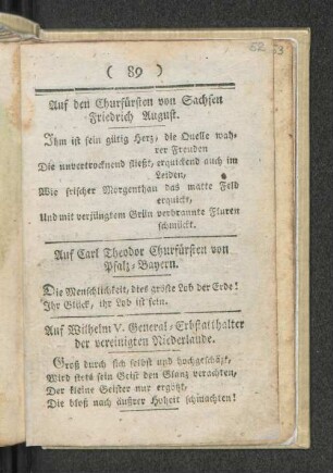 Auf Carl Theodor Churfürsten von Pfalz-Bayern.