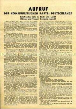 Aufruf des Zentralkomitees der KPD zum Wiederaufbau Deutschlands nach dem 2. Weltkrieg