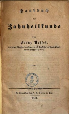 Handbuch der Zahnheilkunde