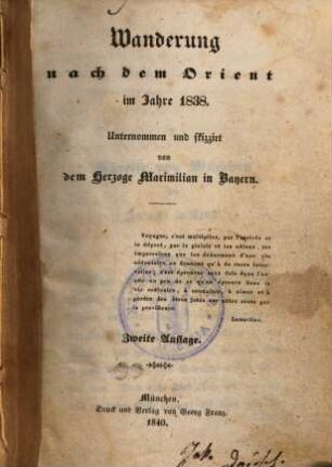 Wanderung nach dem Orient im Jahre 1838