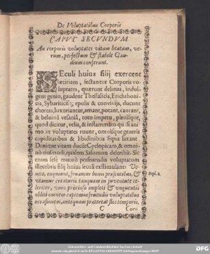 Caput Secundum An corporis voluptates vitam beatam, verum, perfectum & stabile Gaudium conferant.